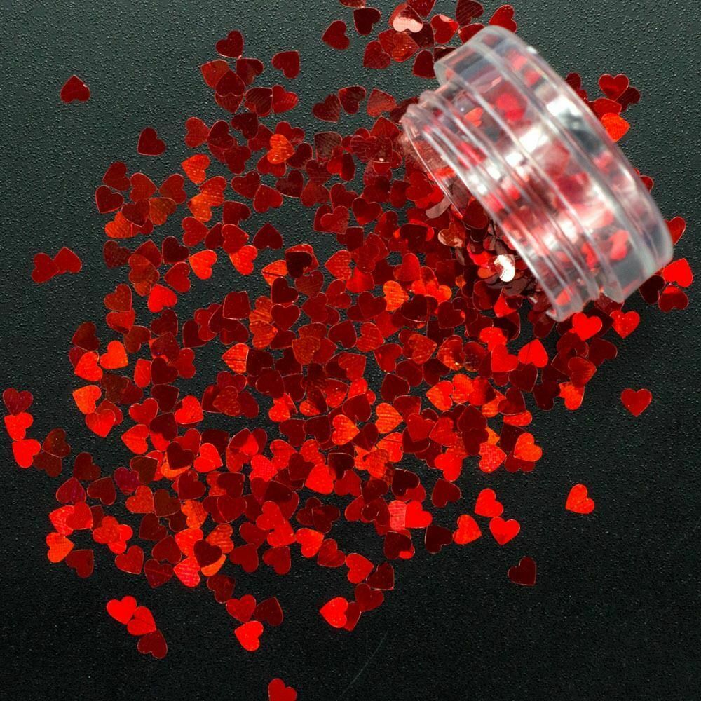 Nail Glitter Flakes Nail Art Decoration Red Love Heart Shape Shining Sequins