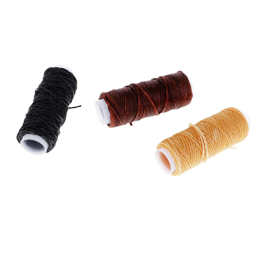 12 Pieces Basic Hand Sewing Leathercraft Set Curved Needles Waxed Thread