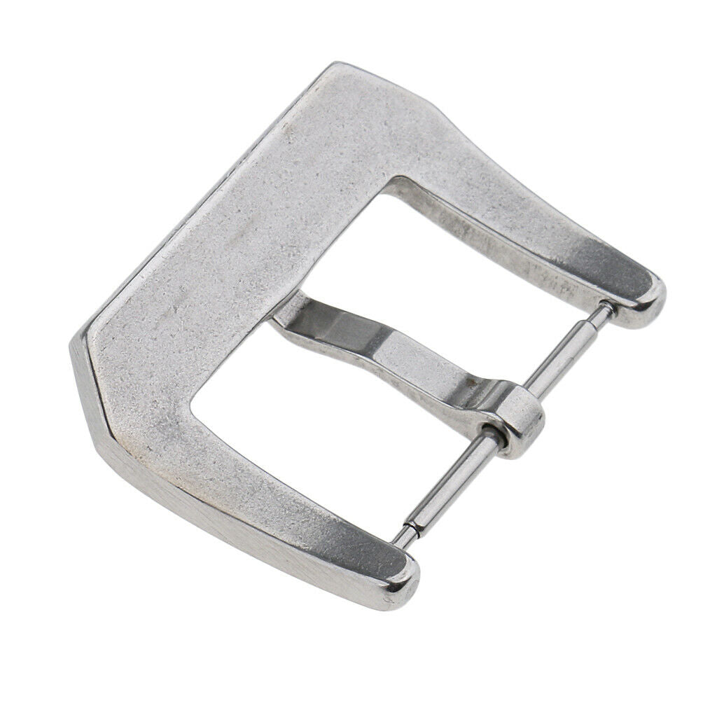 Brushed Stainless Steel Watch Band Screw-in Pin Buckle Head Clasp 20mm