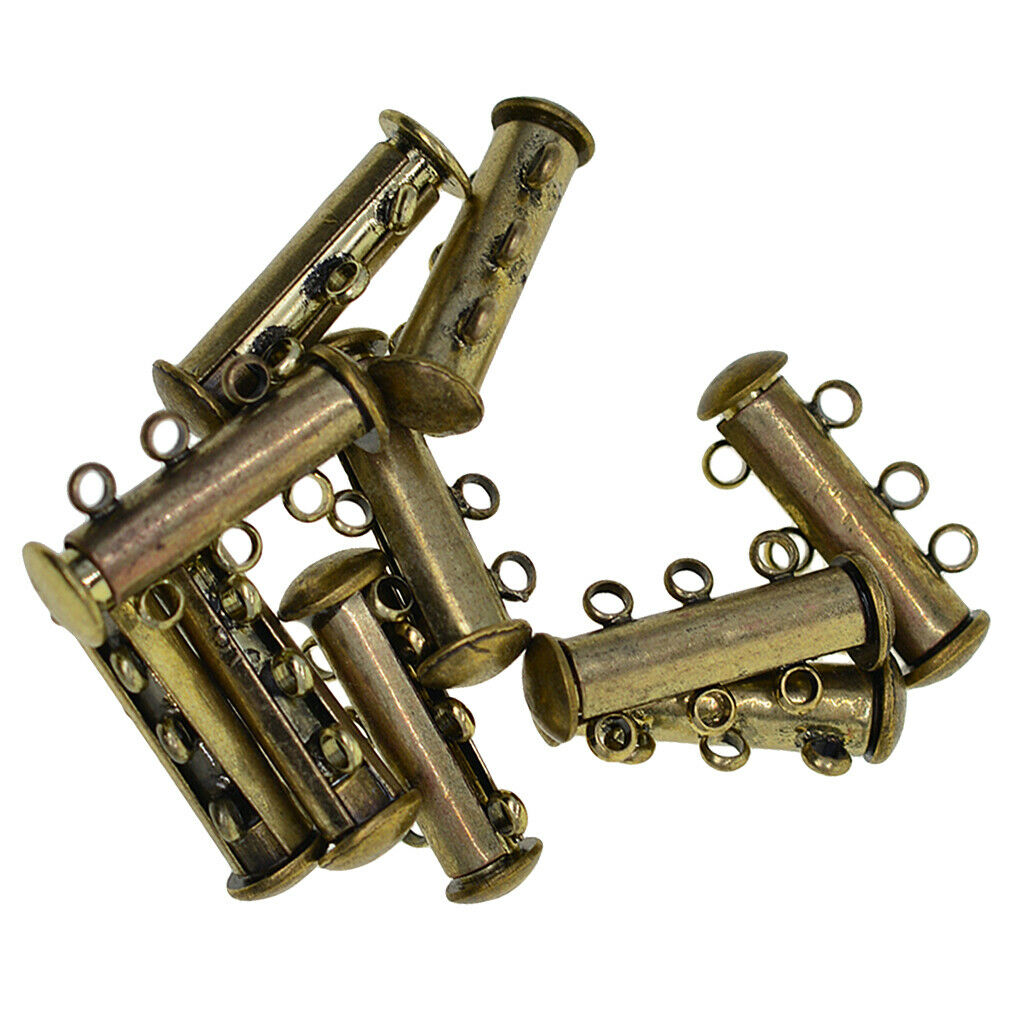 10Pcs Multi Strand Slide Magnetic Tube Clasps For Necklace Bracelets Bronze