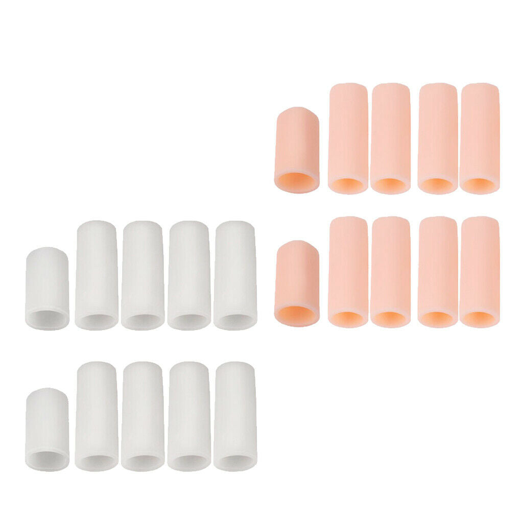 20x Silicone Toe Finger Caps Sleeves Tubes Corns Hammer Protector Friction
