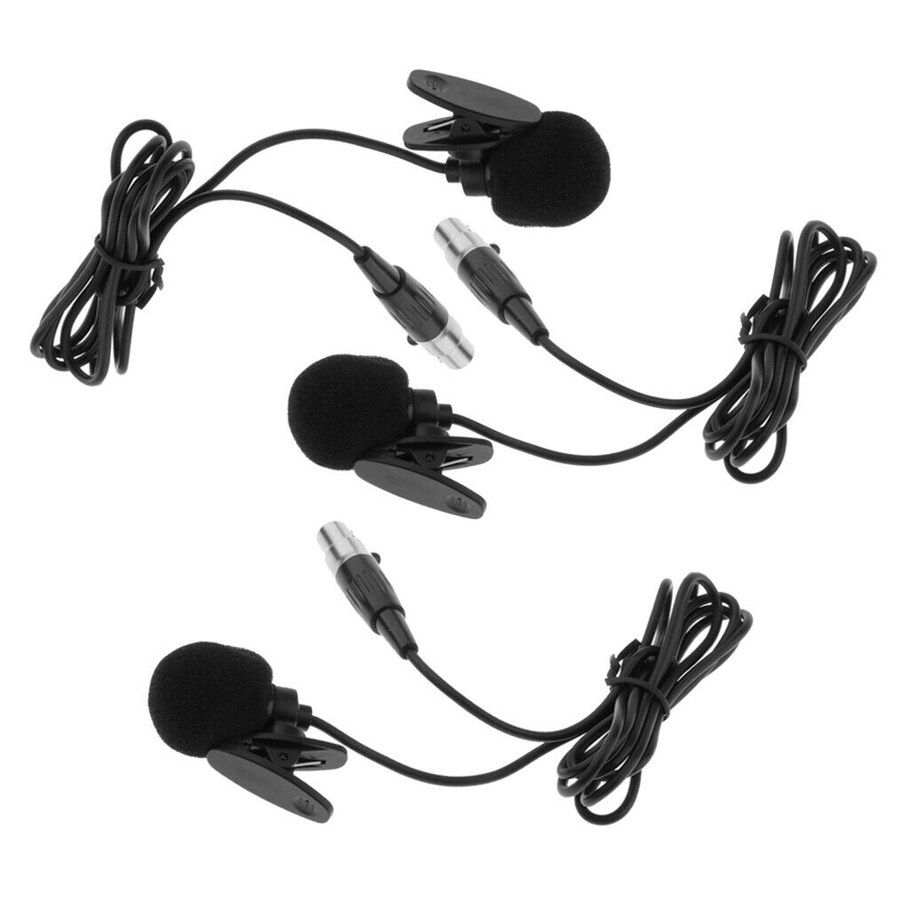 Set of 3 Professional 3 Pin Microphone Lapel Tie Clip for PC Transmitter