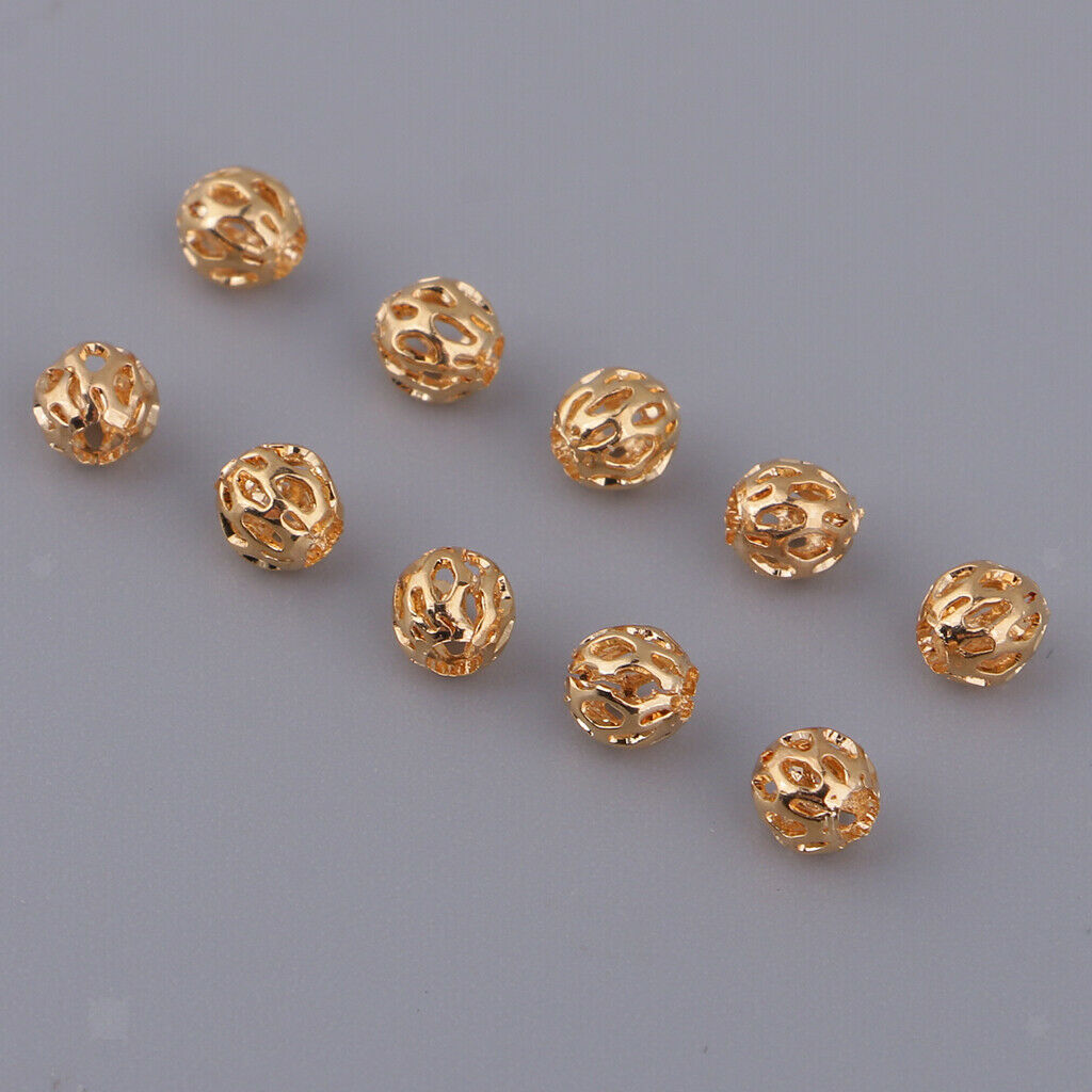 10pc 3.5mm Hollow Ball Flower Beads Charms Filigree Spacer Beads DIY Jewelry