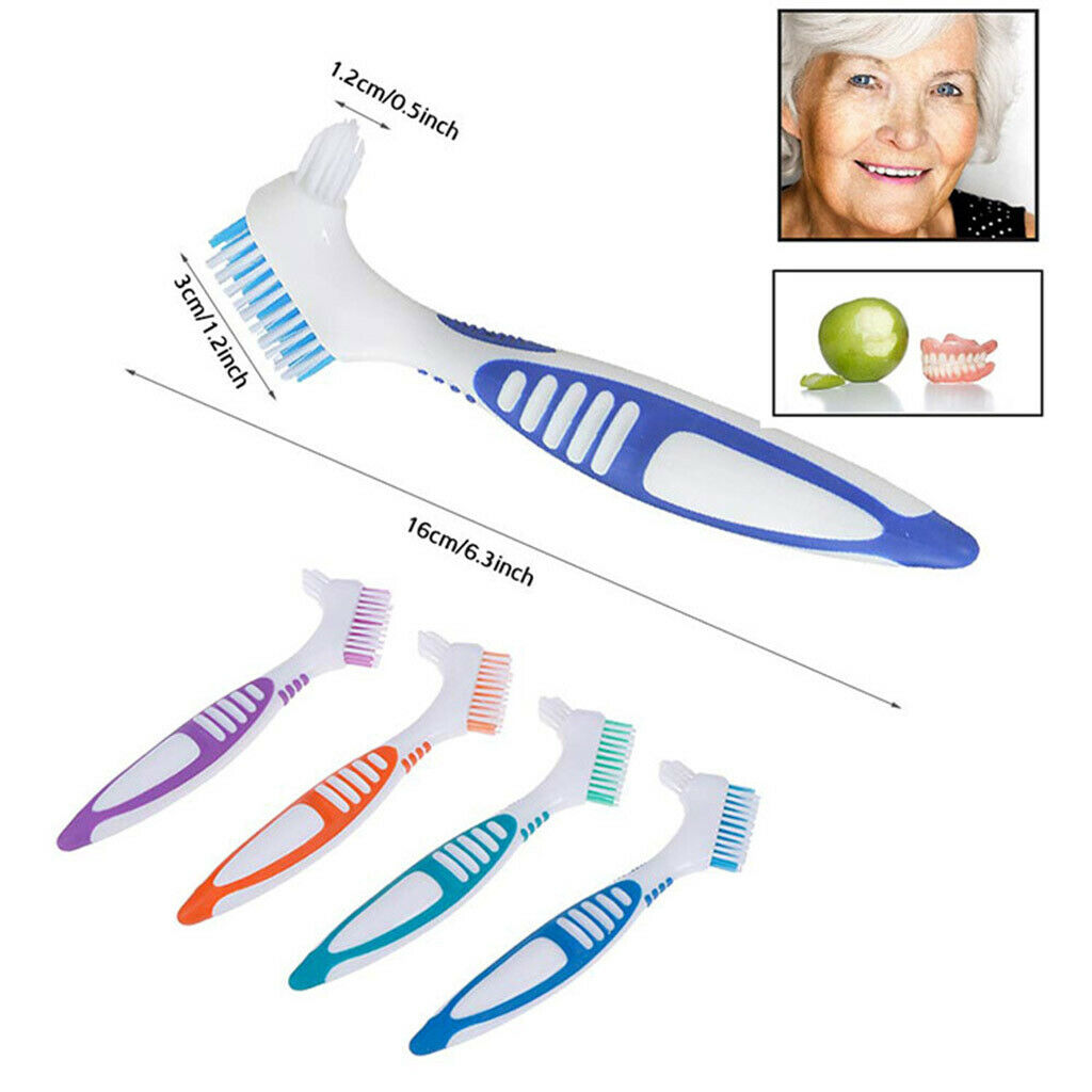 4x Denture Dedicated Brushes Food Residue Removal Oral Care Toothbrush