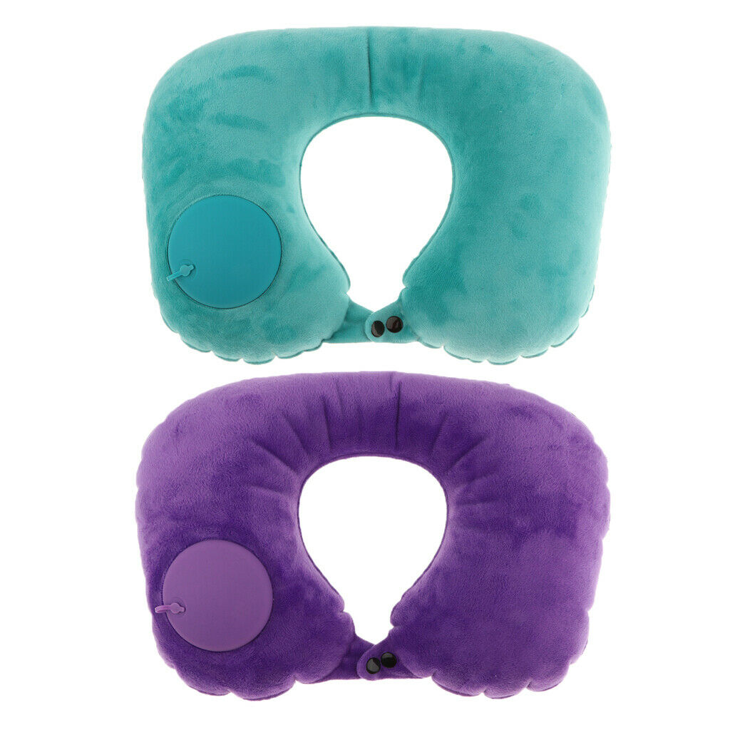2x Comfortable Inflatable U-shaped Pillow Neck Car  Head