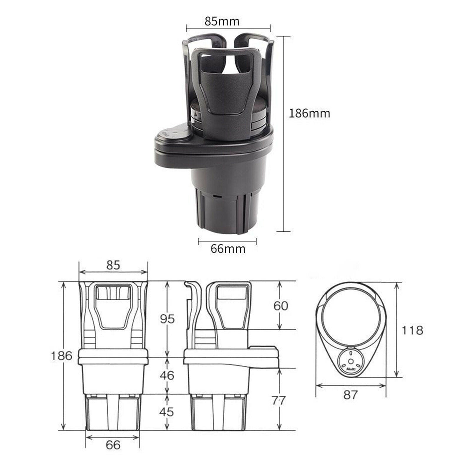 Universal Multifunction 2 in 1 Car Drinks Rack Adjustable Cup Extender