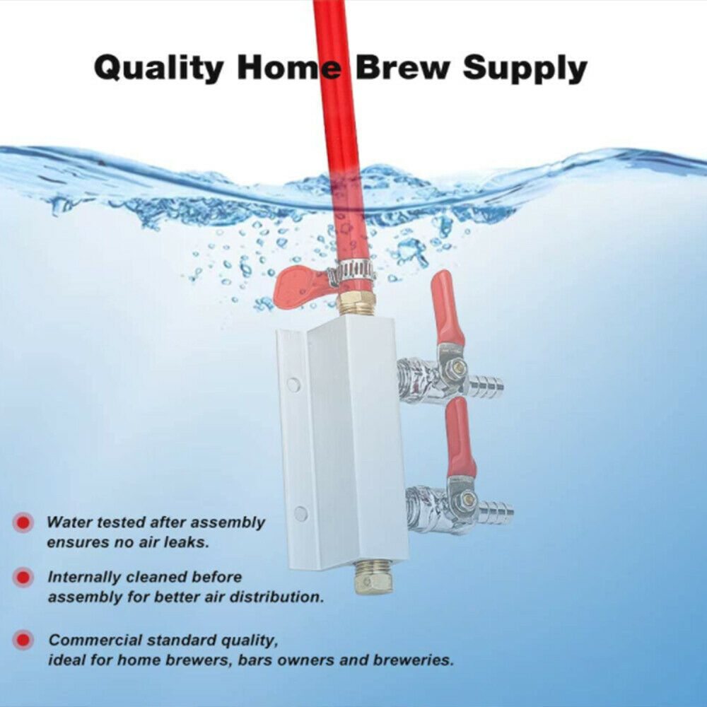 2 Way Gas Distribution CO2 Manifold 5/16" Splitter Beer Integrated Check Valve