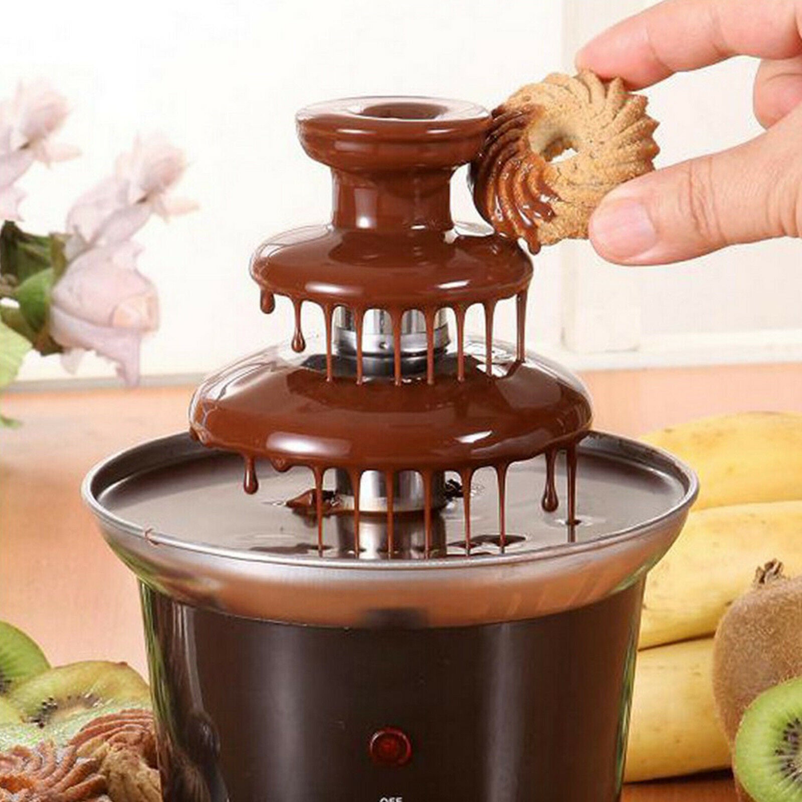 Chocolate Melt With Heating Fondue Fountain Machine 3 Tiers Hotpot Ranch