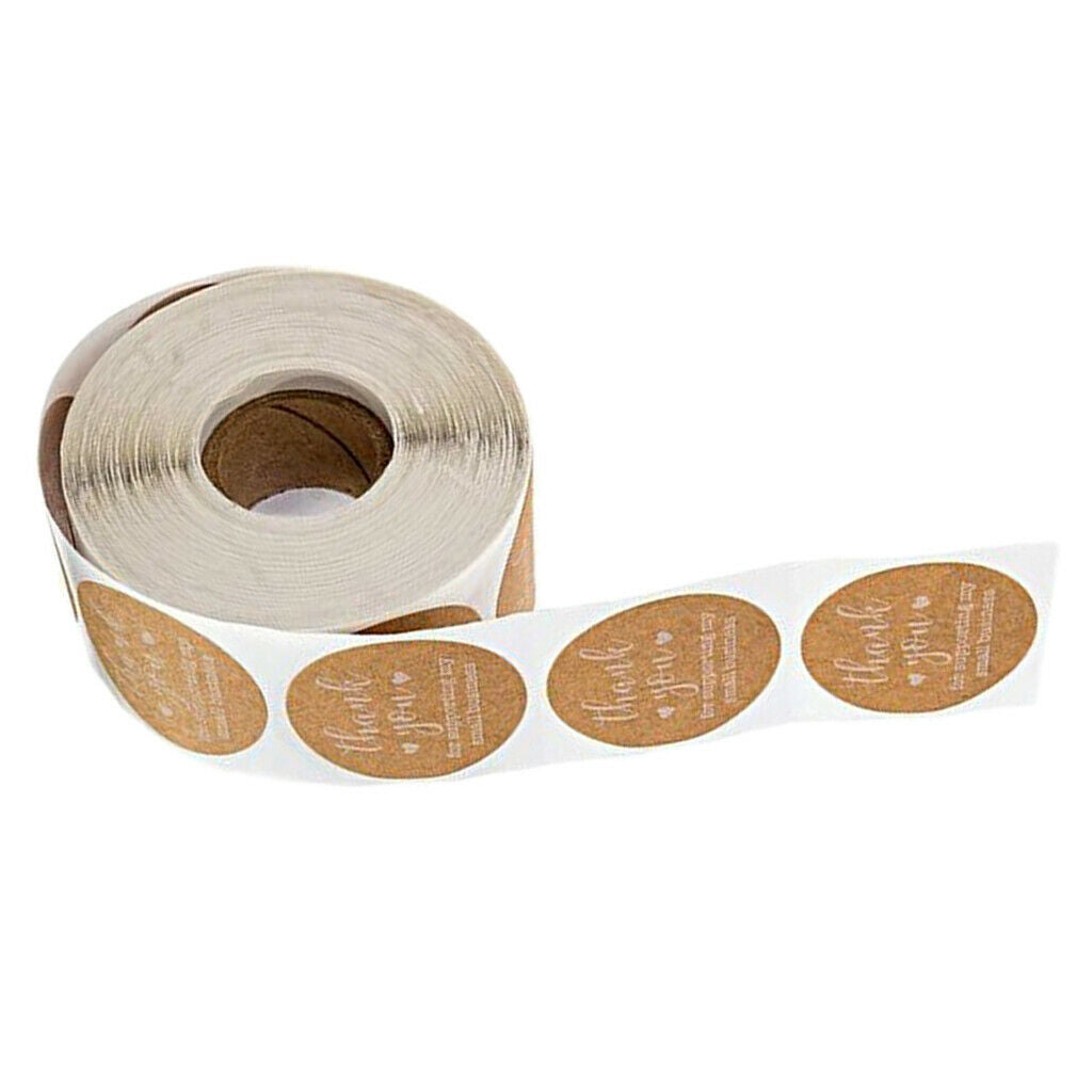 (500 Labels Per Roll) 1'' Round Thank You for Letters Kraft Pater Stickers for