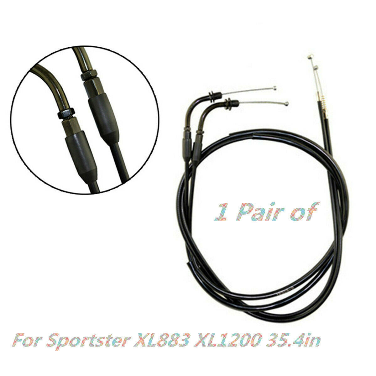 1 Pair Of New 90cm Motorcycle Throttle Cables For Sportster XL883 XL1200 35.4in
