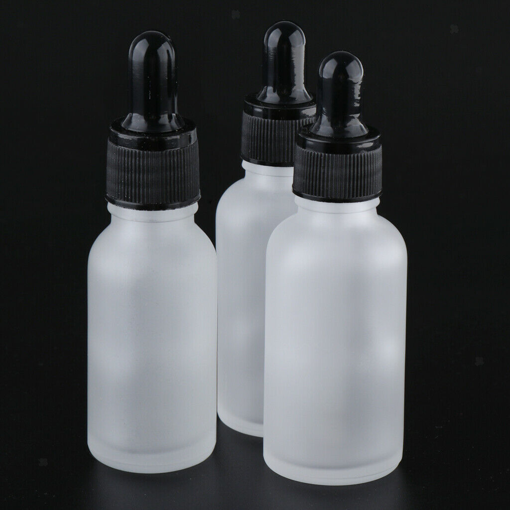 3Pcs 30ml Frosted Glass Mini Refillable Essential Oil Dropper Bottles