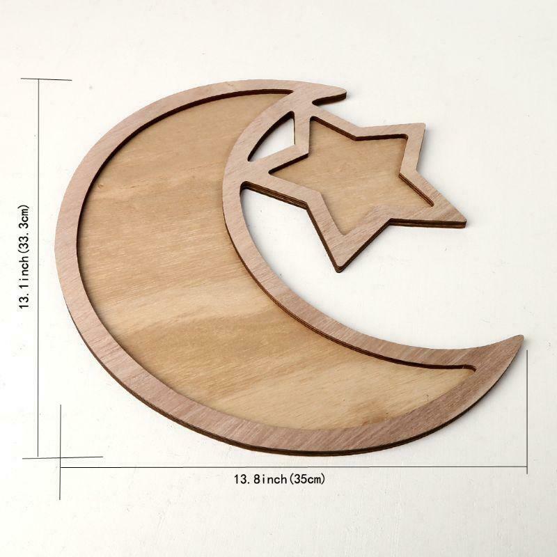 Wooden Moon Srar Eid Ramadan Party Food Serving Dessert Tableware Pastry