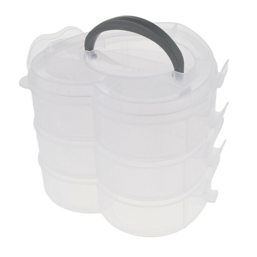 Clear Storage Box Adjustable Dividers 3-Tier Handbag Organizer Case Clear