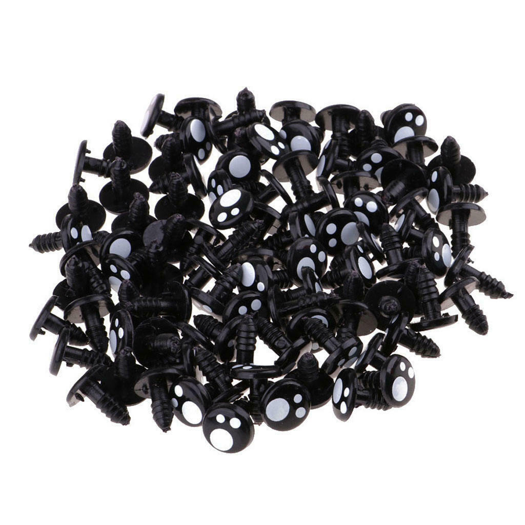 100pcs Plastic Safety Eyes Round Eyeballs For Bear Soft Stuffed Animals 12mm