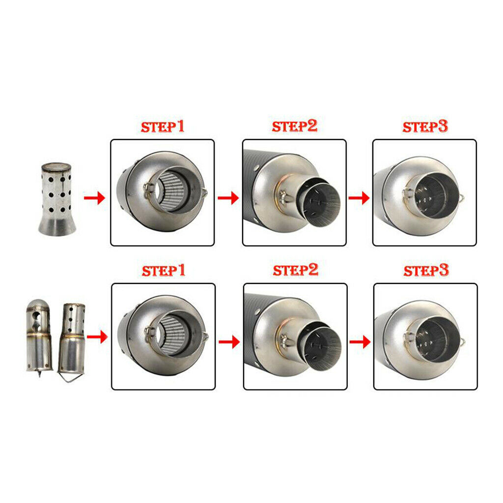 Stainless Steel Round Tip 51mm Exhaust Muffler Baffle Silencer DB Killer for