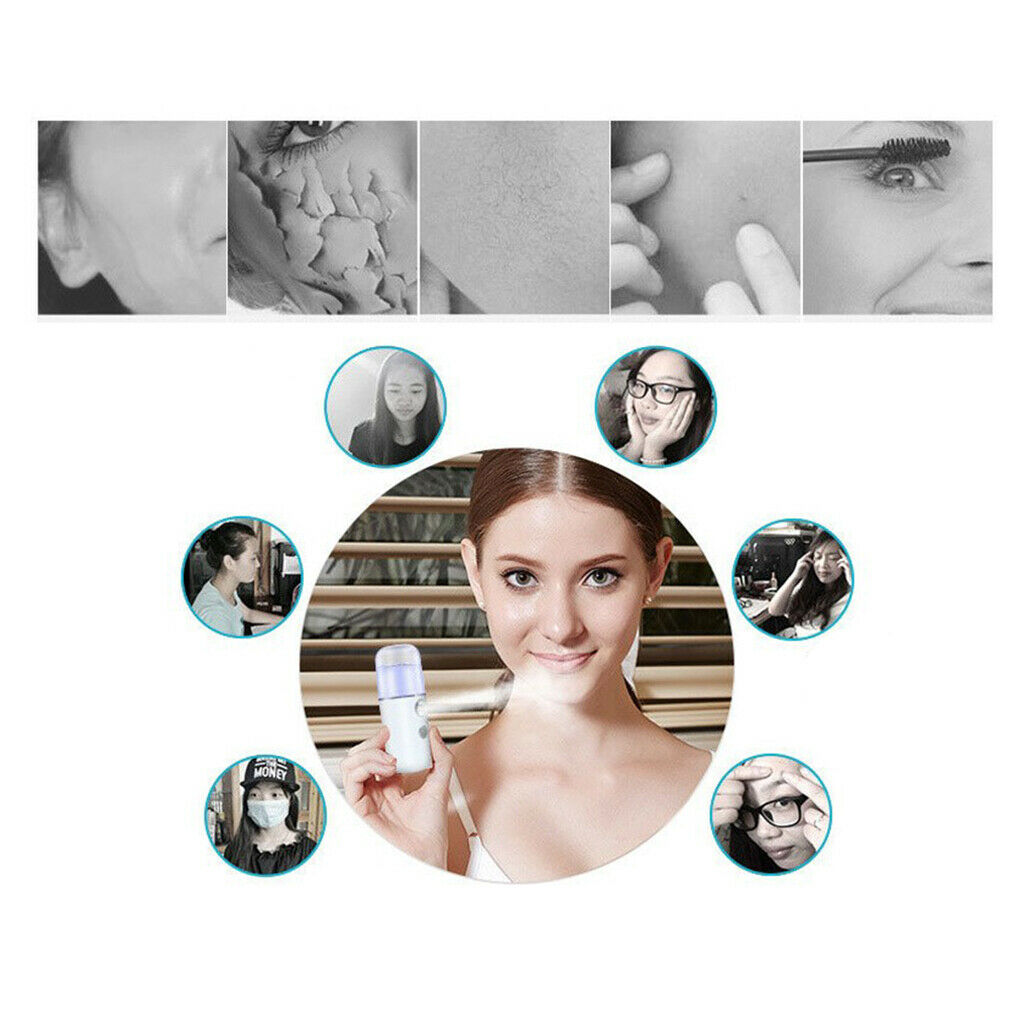 Mini Nano Facial Handy Cool Mist Spray Machine Face Hydration Sprayer White