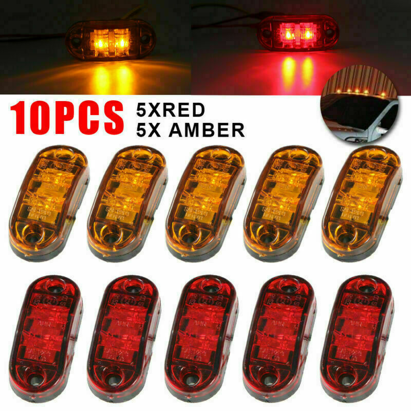 5x Red + 5x Amber 2.5" LED Side Marker Clearance Lights fit Trailer Truck Pickup