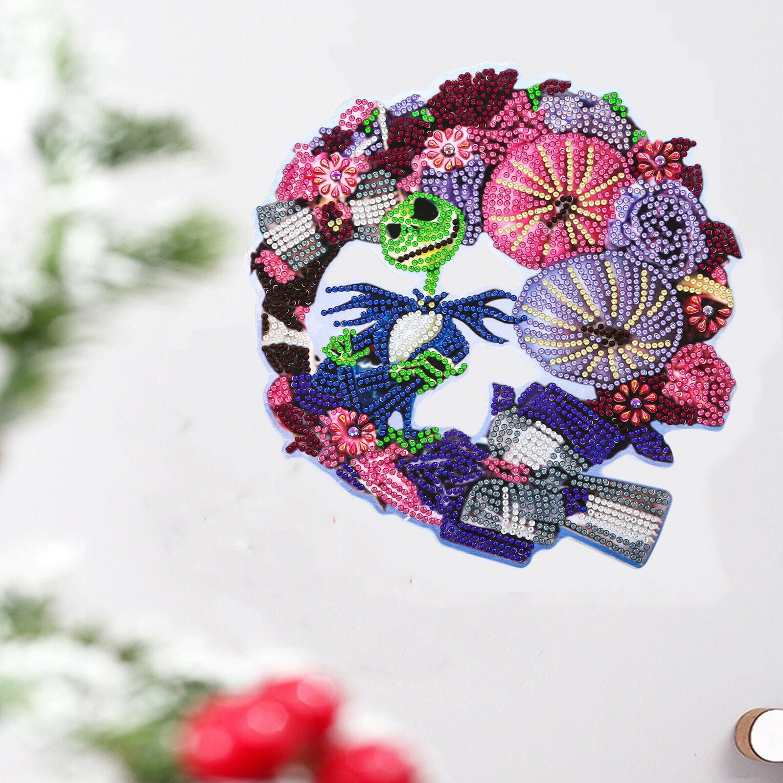 Colorful Diamond Painting Wreath Kit Handcrafted Embroidery Craft Wall Decor