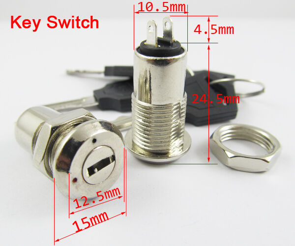 4pcs Key Switch ON/OFF Lock Switch K3 with Plastic Handle
