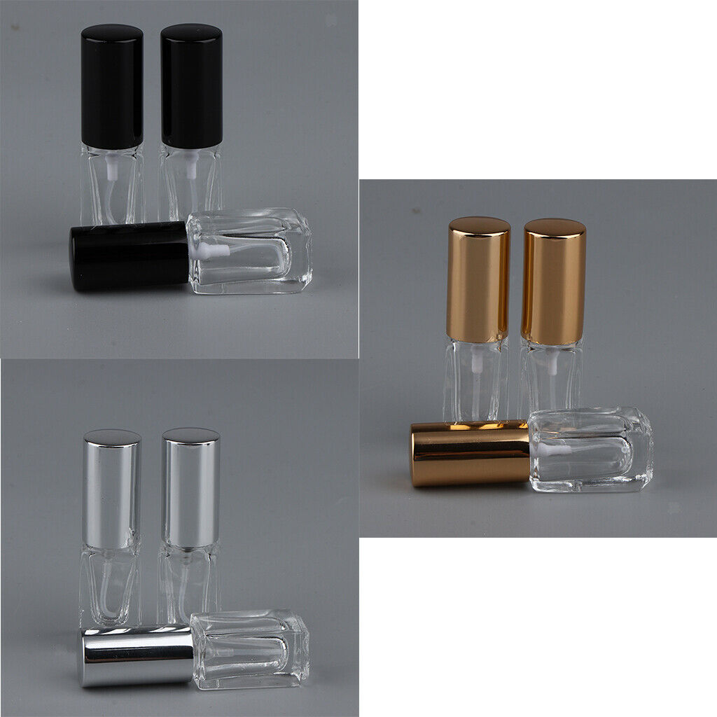 3x 3ml Empty Glass Spray Bottle Pump Fine Mist Perfume Atomiser Black Caps