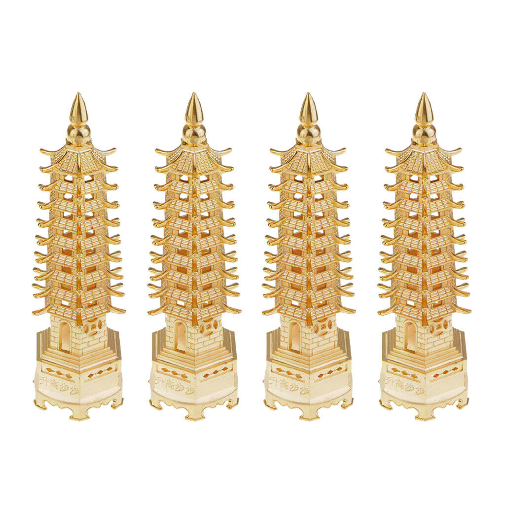 4pc Chinese Buddhism Temple Wenchang Buddha Tower Collectibles Home Decor
