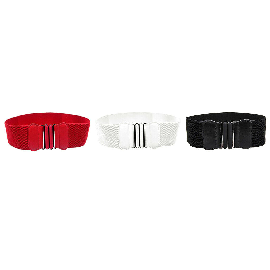 3 Pieces Womens Faux Leather Wide Elastic