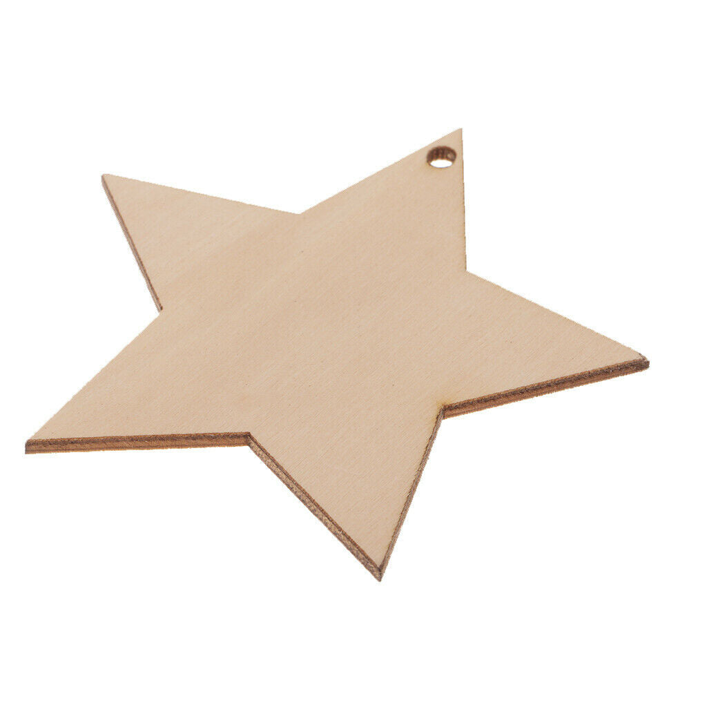 10PCS 80MM WOOD STAR CRAFT SHAPES MDF GIFT TAGS BLANK /