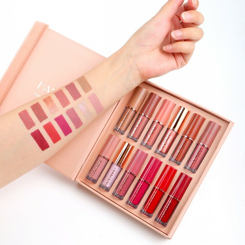 12Pcs/Box High Shine Waterproof Long-Lasting Lip Gloss +Matte Liquid Lipstick