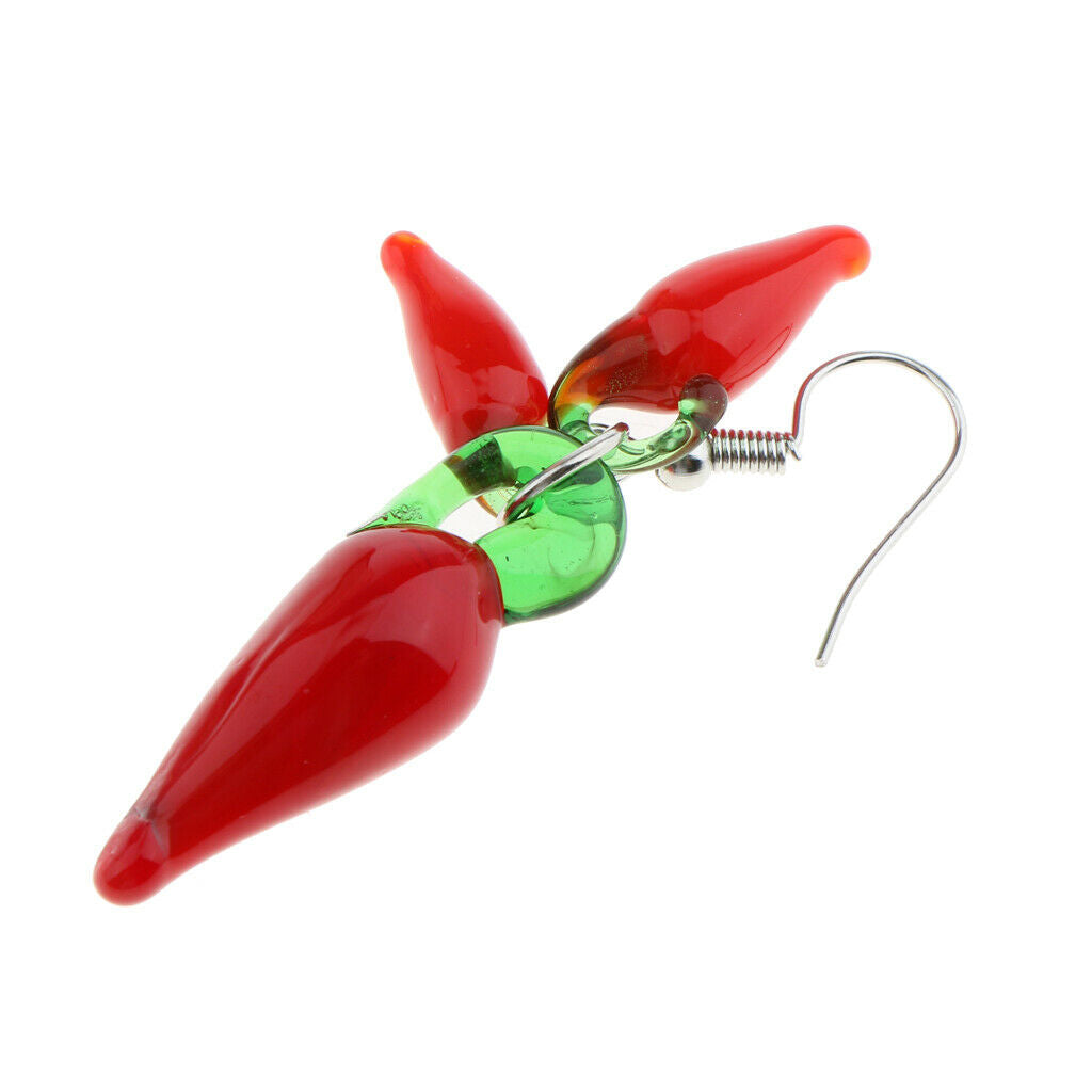 2 Pairs of Fire Red Lampwork Cluster Glass Drop Earrings with