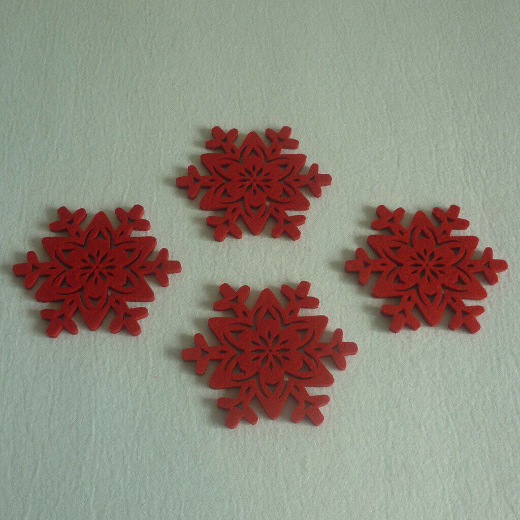 4x Snowflake Cloth Felt Mug Coasters Coffee Table Drinks Cup Place Mat 3.9in