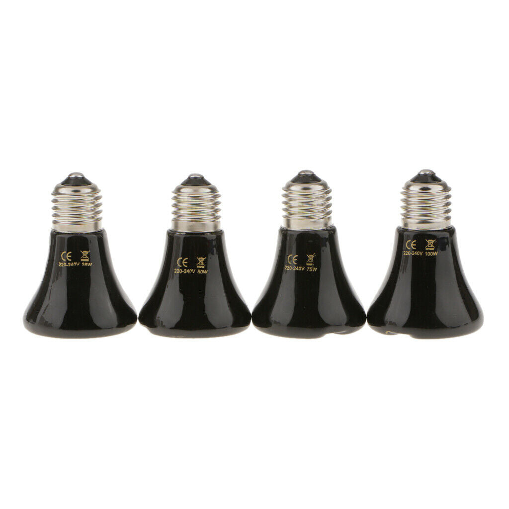 E27 Reptile Ceramic Infrared Lamp Heat Light Bulb with Holder Black #3 25W