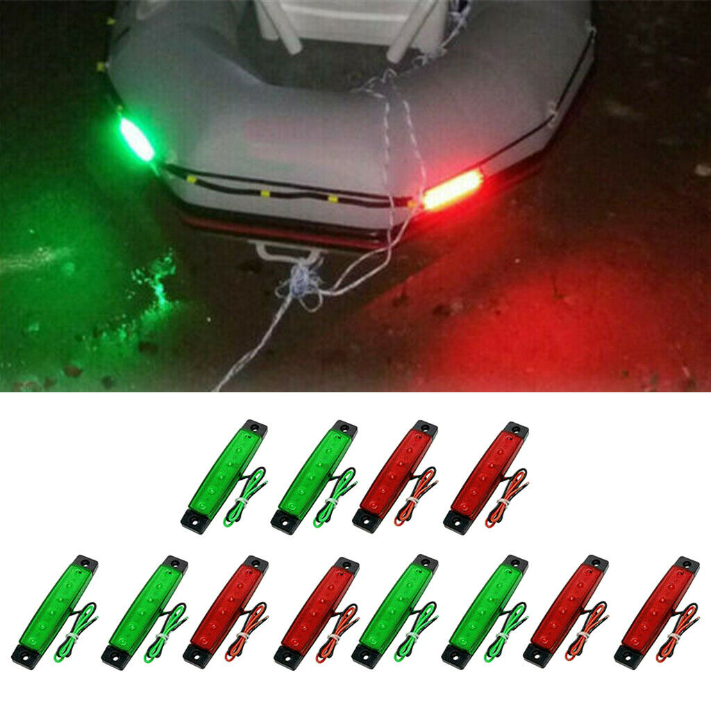 12pcs Red + Green Boat Navigation Light LED Stern Lights Lamps for Boat