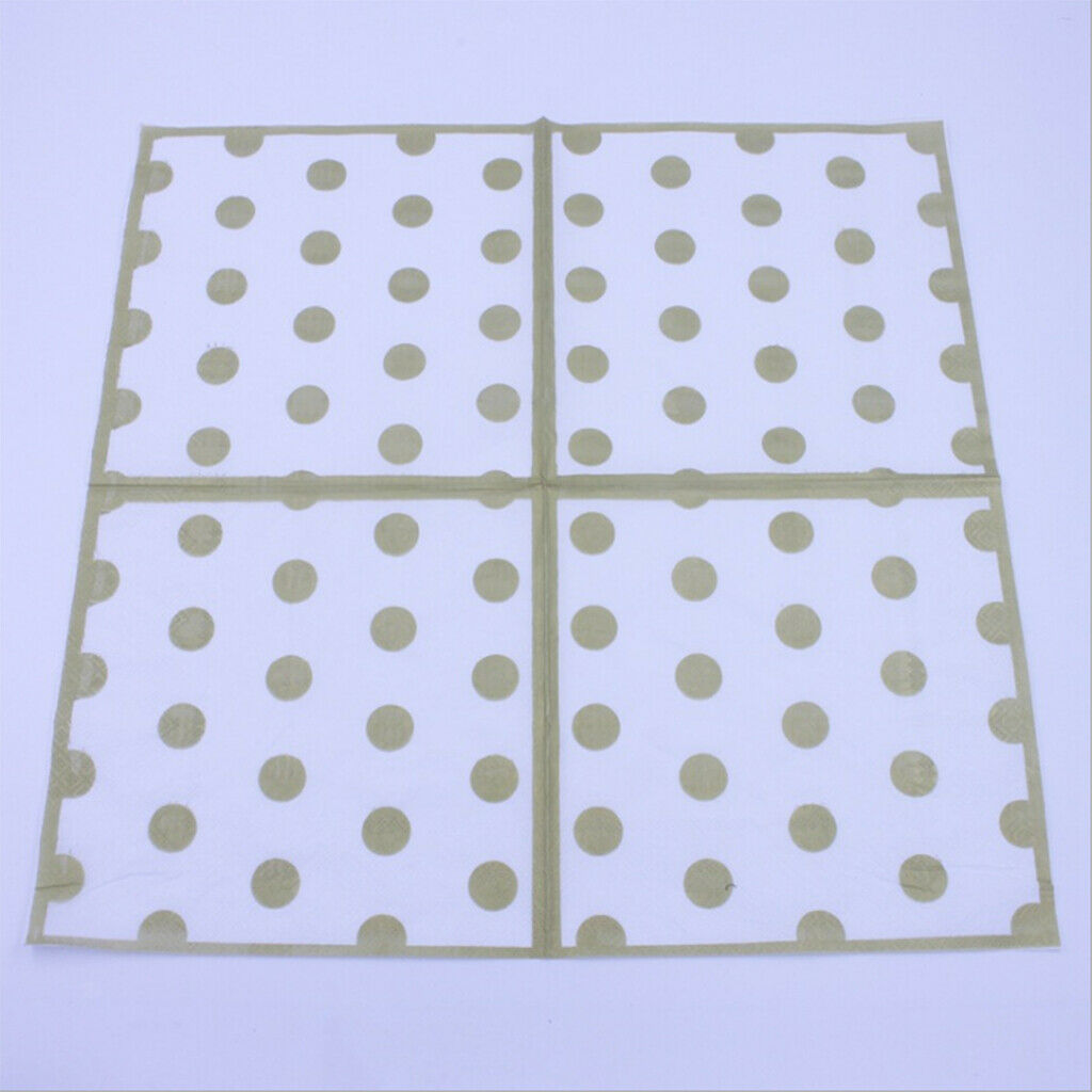 20 Pieces Disposable Tissue Paper Golden Polka Dot Napkins Party Tableware