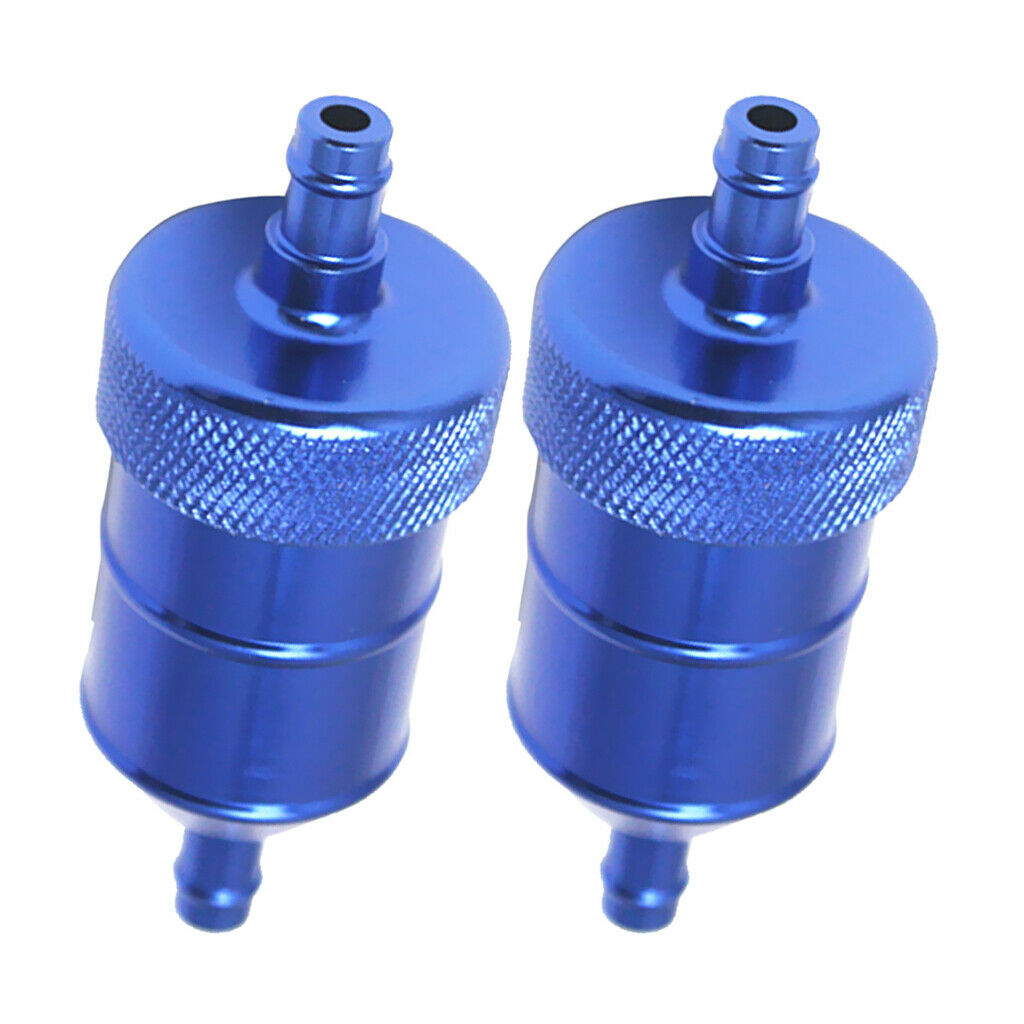 2pcs 8mm 5/16" Aluminium Blue Inline Fuel Petrol Diesels Filter Universal