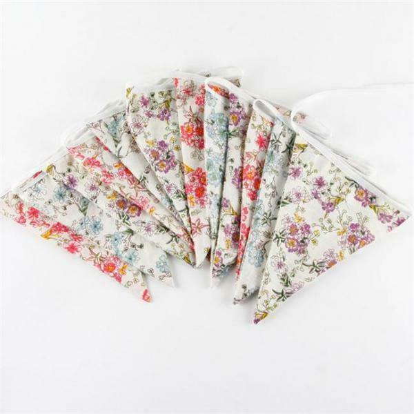 Cotton Fabric Bunting Banner Flowers Floral Flag Wedding Party Festive Decor