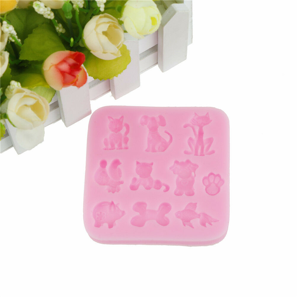 Cartoon cat animal Shape fondant cake silicone molds chocolate candy deco.l8