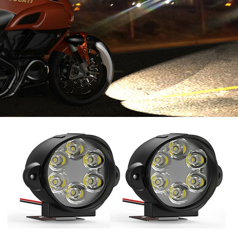2Pcs 30W 3000LM 6000K 12 LED White Motorcycle Scooter Headlight Fog Light+Switch