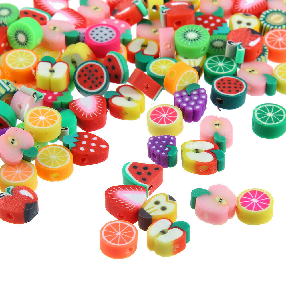 Lot of 100 Clay Beads Fruit Slice Loose Spacers Bracelet Making Art Craft 5-10mm