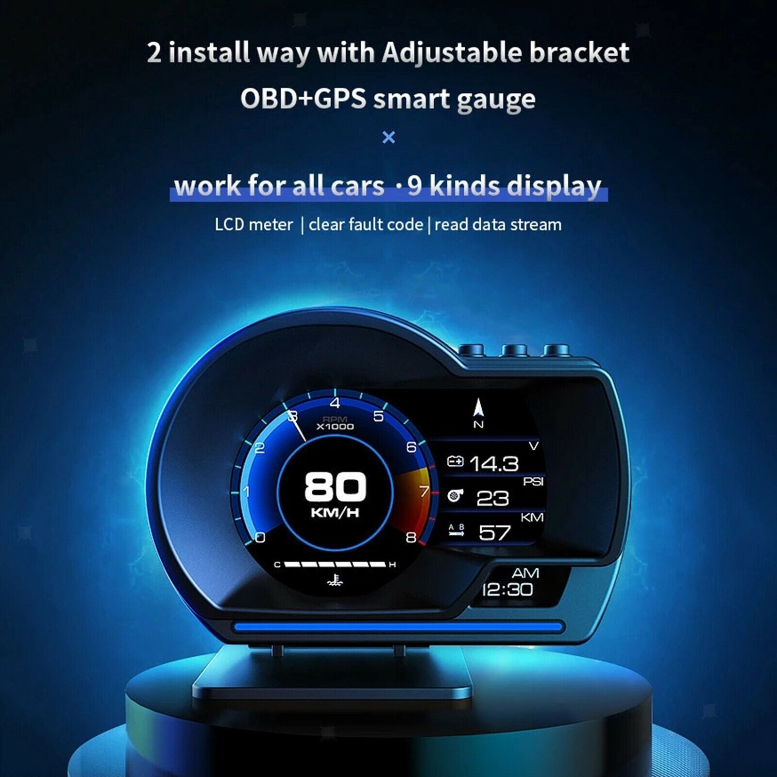 P6 Universal Car Smart HUD Display Dashboard Windshield Speedometer Projector