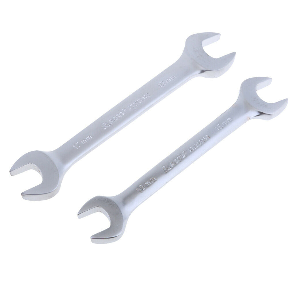 2 Pieces Double Head Open End Wrench Metric 16mm x 18mm and 17mm x 19mm