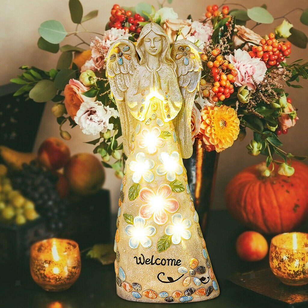 Praying Angel Statue Solar Light Sculptures Outdoor Garden Yard Art Ornaments