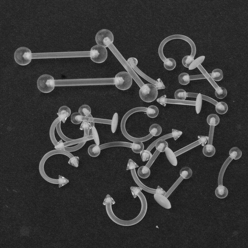 24pcs Eyebrow Navel Belly Lip Tongue Nose Body Piercing Jewelry Bar