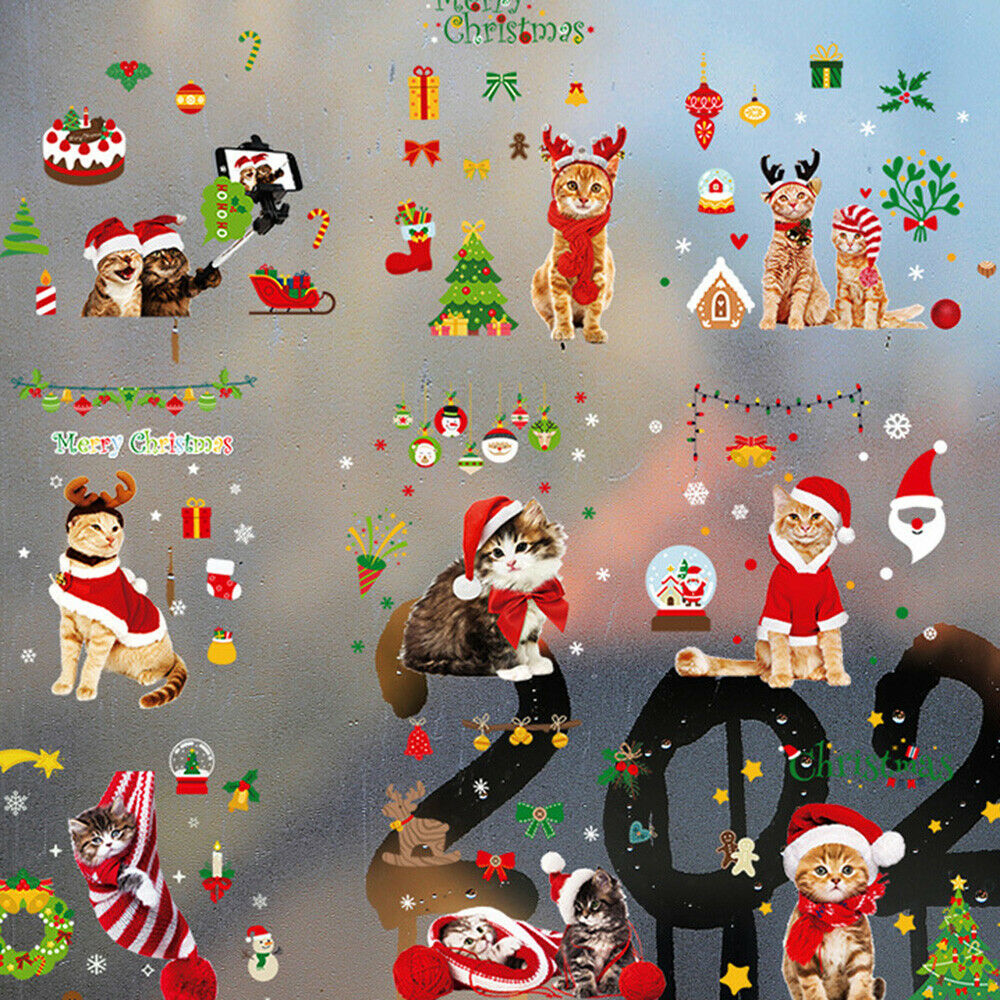9Pcs/set Christmas Window Static Stickers Glass Door Decals Holiday Xmas Decor