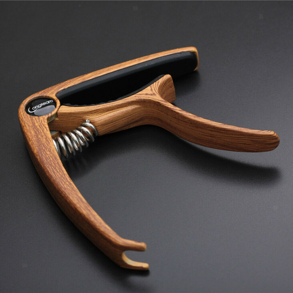 Wood Grain Guitar Capo Tuner   Quick Change Key Clamp Dark