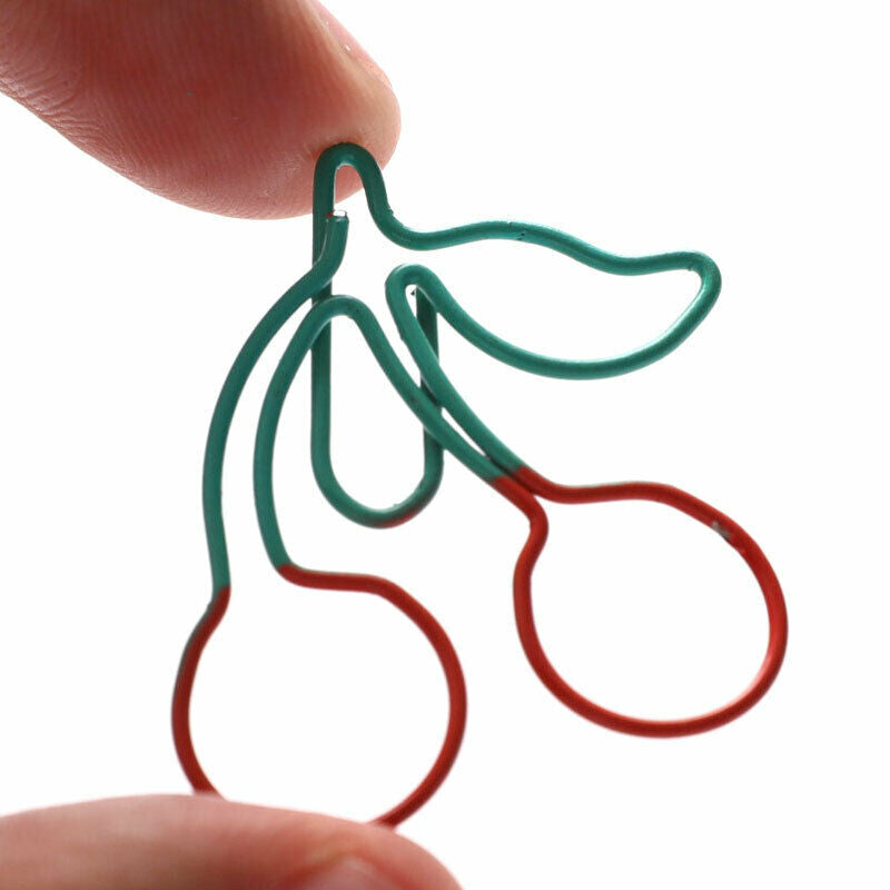 25pcs Cherry Metal Paper Clip Decorative Bookmark Clips Office StationeryA KX