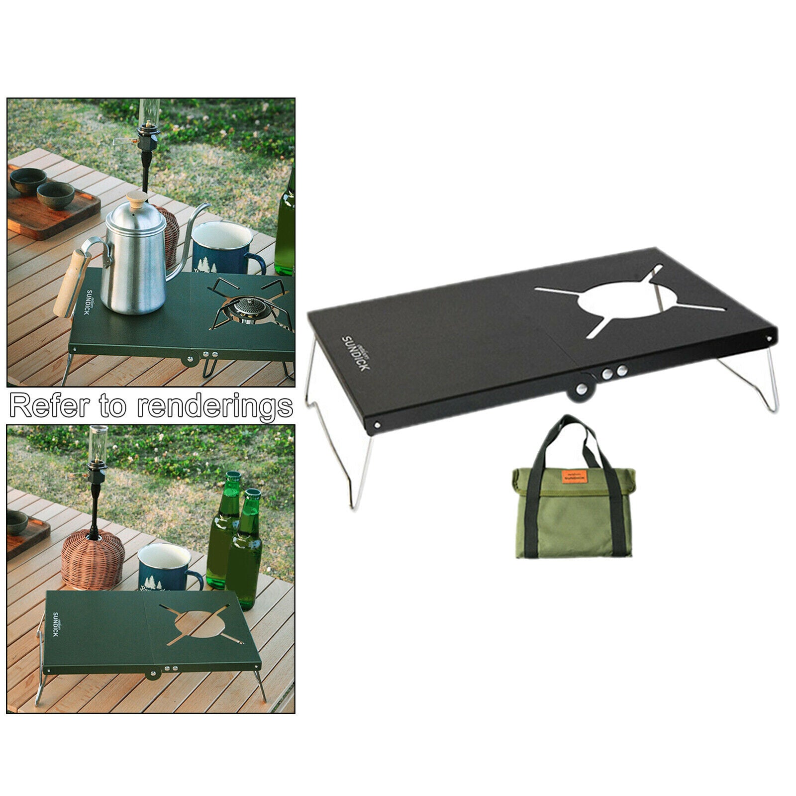 Outdoor Camping Gas Burner Cooker Stand Holder Grill Desk Hiking RV Black