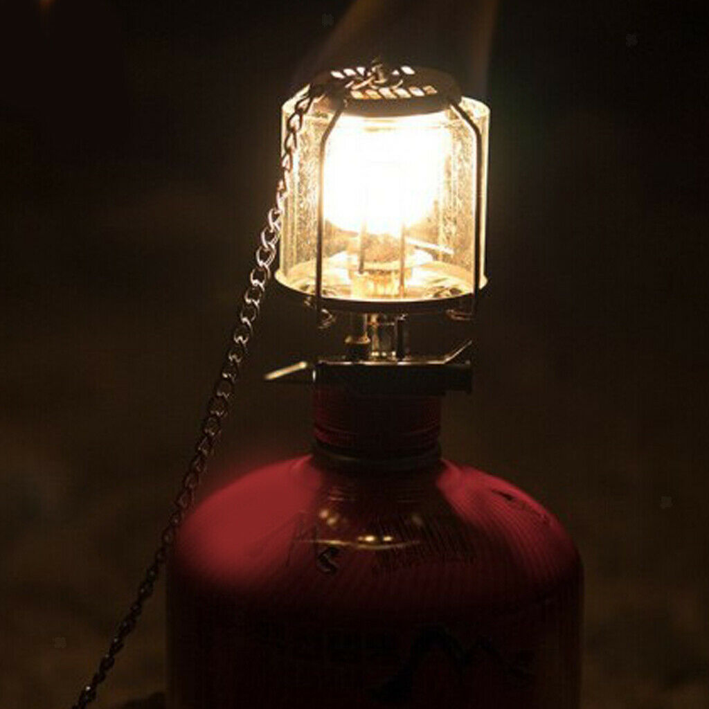 Portable Camping Picnic Gas Lantern Mini Hanging Glass Lamp Night Lights