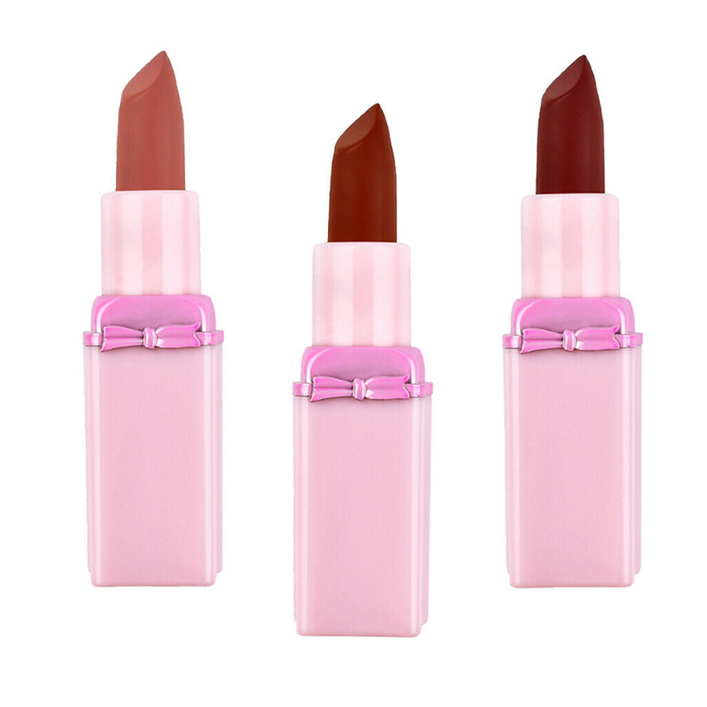 3x Non-sticky Matte Smooth Red Lip Stick Set Moisturizing Lipstick Lip Color