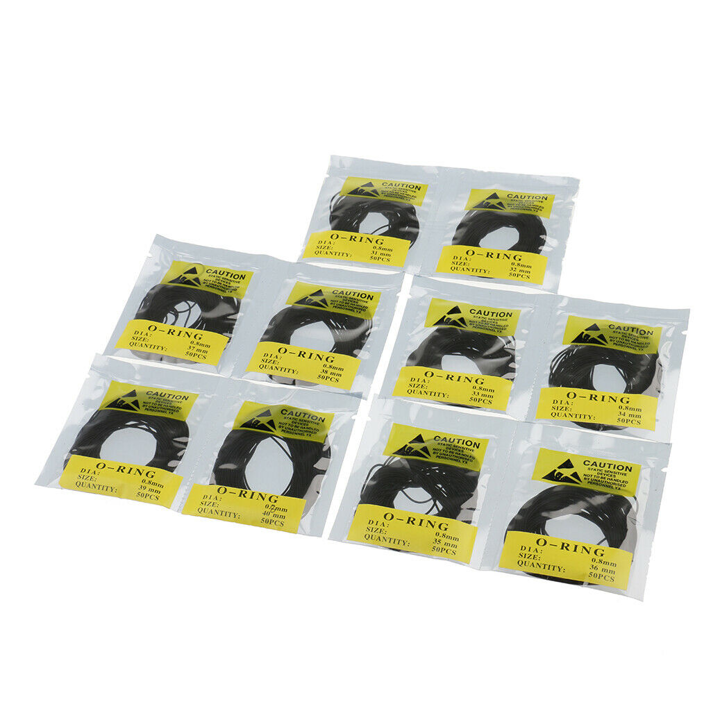 500 Bulk Black Watch Gasket Kit Waterproof O-Ring Seals Washers Repair Parts