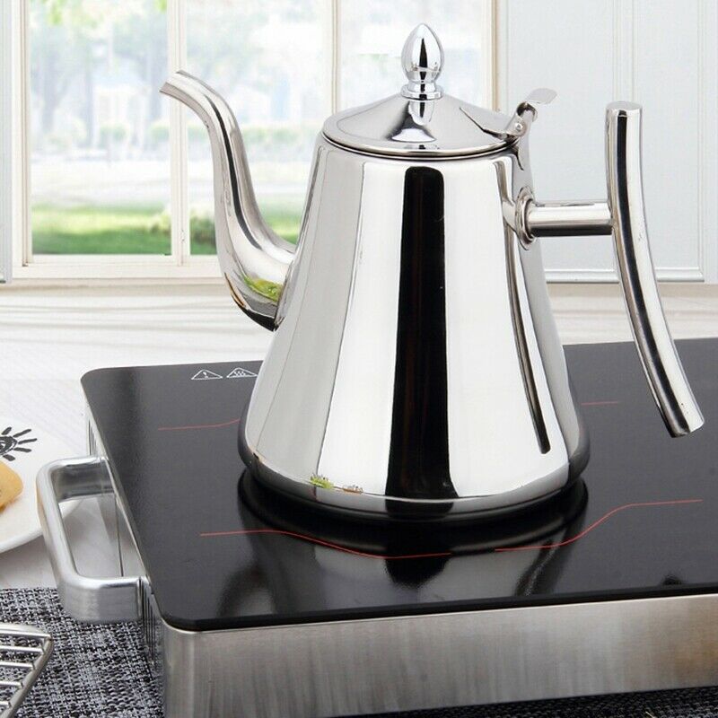 1.5L Stainless Steel Teapot Coffee Pot with Filter Kettle Home Hotel Bar RestaU6
